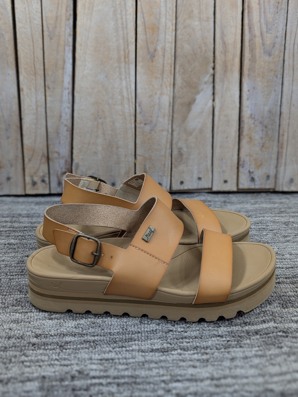 Reef Horizon Hi Buckle Platform Sandals - Tan - Size 8